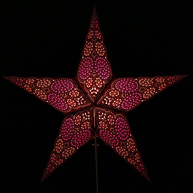 Rondo brown - Foldable glowing star, paper poinsettia with 5 points, 60 cm